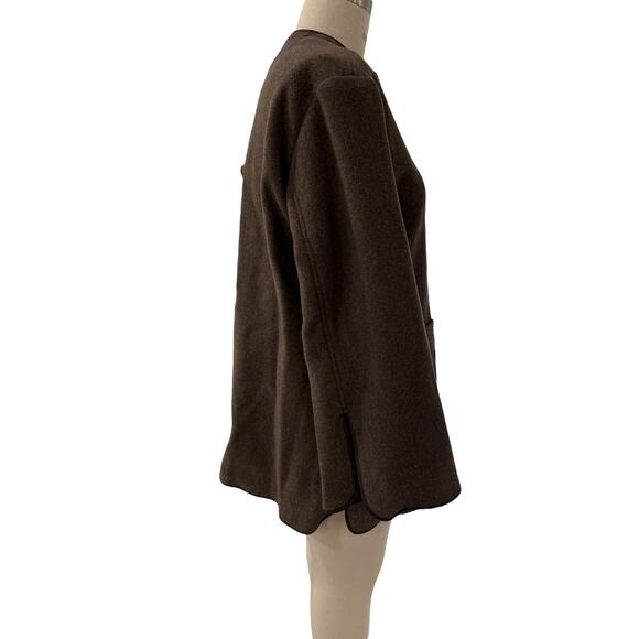 Toteme Felted Wool Zip Up Jacket Oak Melange 32 Small Brown XXS - Picture 10 of 11